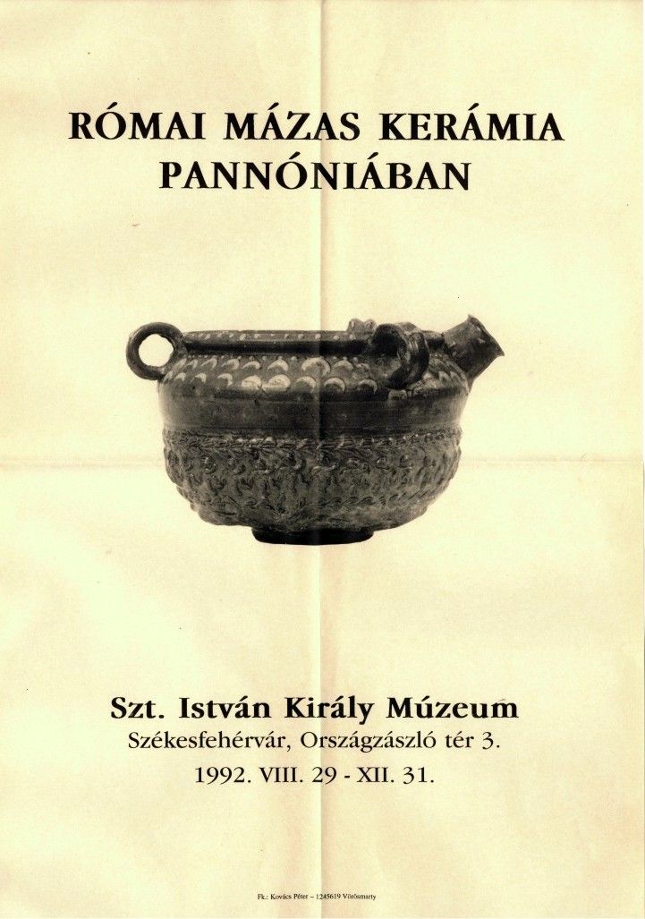 Római mázas kerámia Pannoniában, 1990. augusztus 29. - december 31.